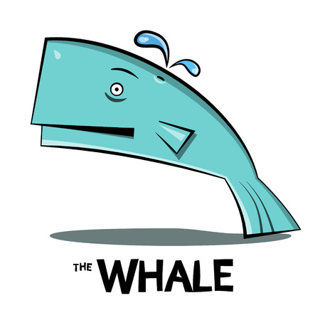 Whale Cartoon. Vector Big Fish Splashing Water Isolated on White Background.のイラスト素材
