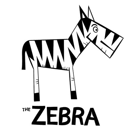 Zebra Cartoon - Black and White Zebra Symbol Suitable for  or Graphic Designのイラスト素材