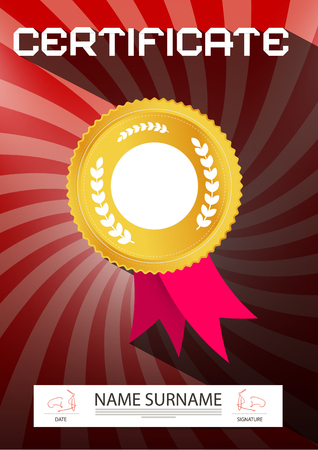 Certificate - Vector A4 Paper Illustration with Gold Awardのイラスト素材