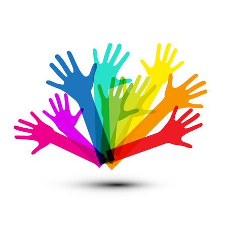 Colorful Vector Hands Isolated on White Backgroundのイラスト素材