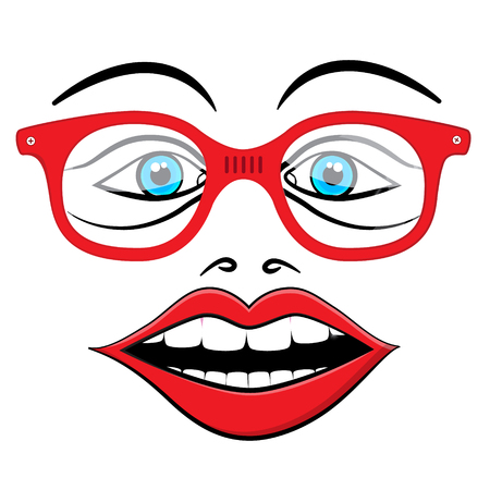 Vector Eyes - Mouth and Glasess Isolated on White Backgroundのイラスト素材