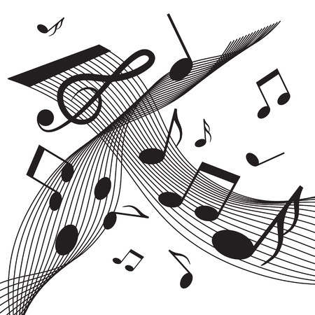 Staff and Notes. Abstract Vector Music Background.のイラスト素材