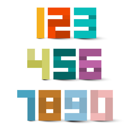 Colorful Paper Numbers Set. Vector Symbols Isolated on White Background.のイラスト素材
