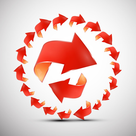 Red Arrows in Circle. Vector Arrow Symbol Set.のイラスト素材