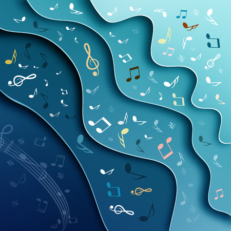 Music Background. Abstract Vector Cover Design with Notes and Staff.のイラスト素材