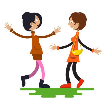 Two Women Vector Isolated on White Background.のイラスト素材