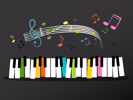 Music Keyboard with Colorful Keys and Notesのイラスト素材