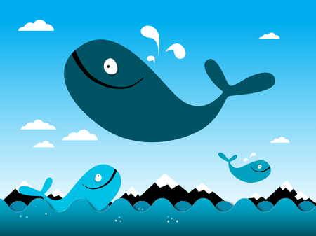 Wheal Jump Over Water Surfaceのイラスト素材