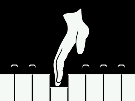 Hand Playing Piano Keys. Vector Musical Flat Design Background.のイラスト素材
