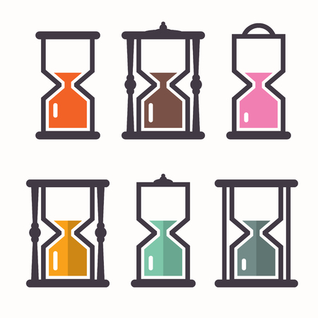 Sand Clock. Vector Retro Flat Design Icons Set.のイラスト素材
