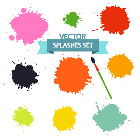 Splashes Set Isolated on White Background. Vector Flat Blots.のイラスト素材
