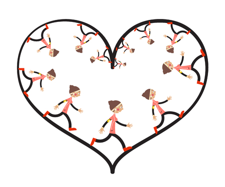 Running Woman Inside Heart Shapeのイラスト素材