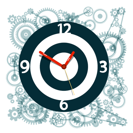 Clock Face Symbol with Cogs on Backgroundのイラスト素材