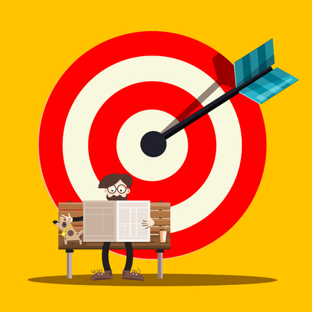 Target Icon with Man on Bench Vector.のイラスト素材