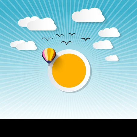 Abstract Vector Landscape wit Sunのイラスト素材