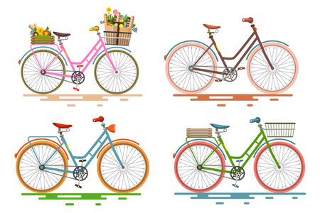 Bicycles Set. Retro Vector Bikes.のイラスト素材