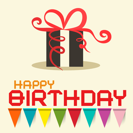 Happy Birthday card with gift box. Vector design illustration.のイラスト素材