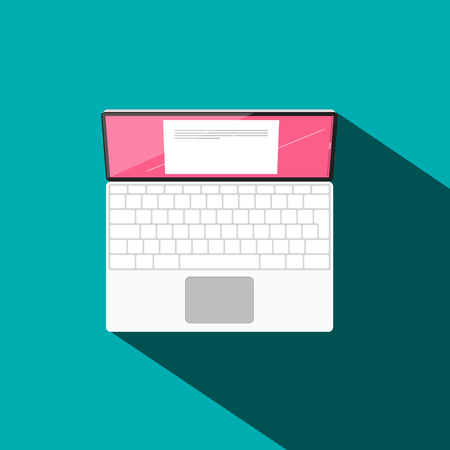 Computer Icon, Top View Vector Notebook Illustration.のイラスト素材
