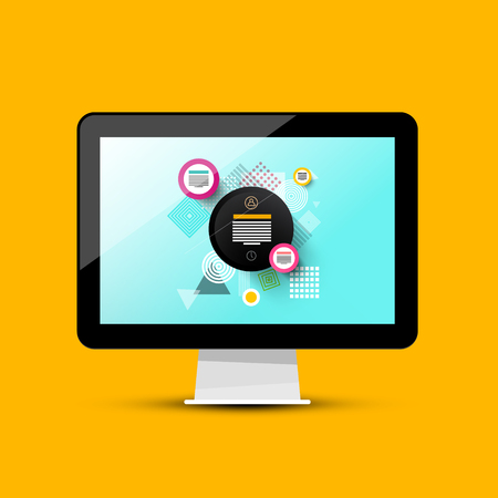 Modern Web Design on Computer Screen. Vector 3d PC Illustration.のイラスト素材