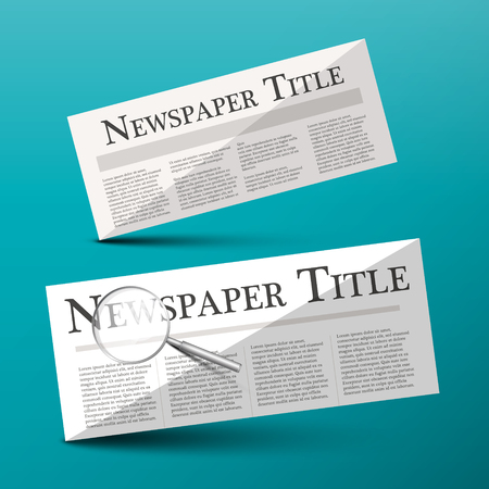 Newspapers Vector Illustration with Newspaper Title Headline and Magnifying Glassのイラスト素材