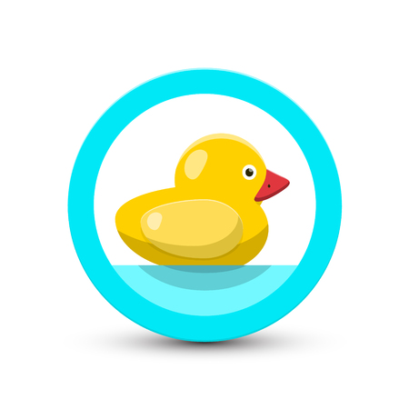 Yellow duck Vector icon with a blue circle aroundのイラスト素材