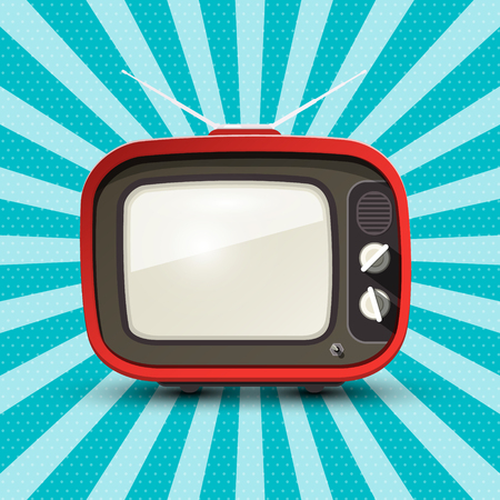 Red Retro Tv on Blue Vintage Background Vector illustration.のイラスト素材