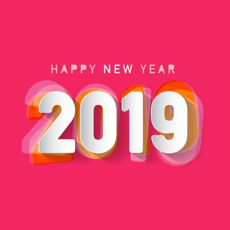 2019 Happy New Year Paper Cut Vector Designのイラスト素材