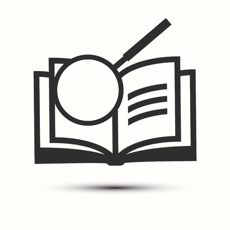 Open Book with Magnifying Glass Vector Iconのイラスト素材