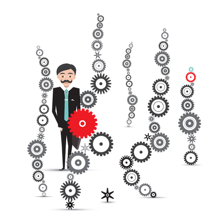 Man in Suit with Cogs - Vectorのイラスト素材