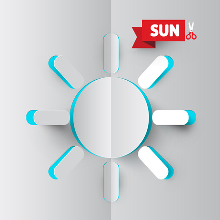 Sun Icon. Vector Paper Cut Summer Sunlight Symbol.のイラスト素材