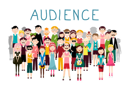 Audience Vector Illustration. Vector Groop of People Avatars on White Background. Men and Women in Crowd.のイラスト素材
