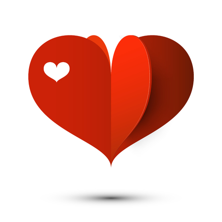 Red Heart Vector Love Symbol Isolated on White Background.のイラスト素材