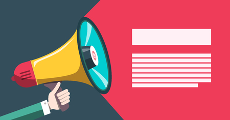 Announcement Concept with Megaphone. Vector Flat Design Advertisement Symbol with Speaker.のイラスト素材