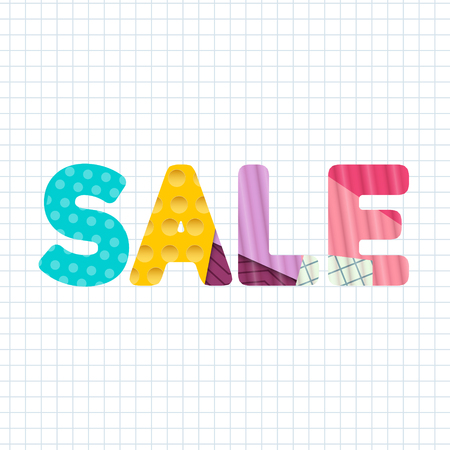 Sale Paper Cut Title Vector Designのイラスト素材