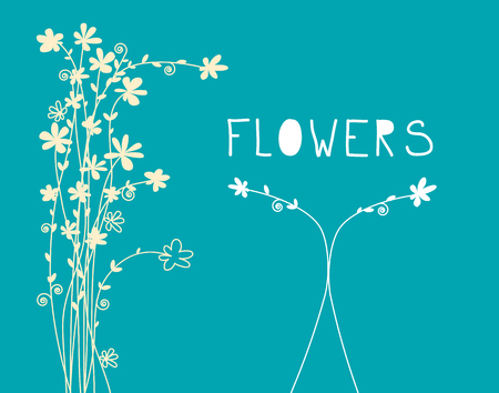 Flowers Pattern - Vector Flat Design Floral Backgroundのイラスト素材