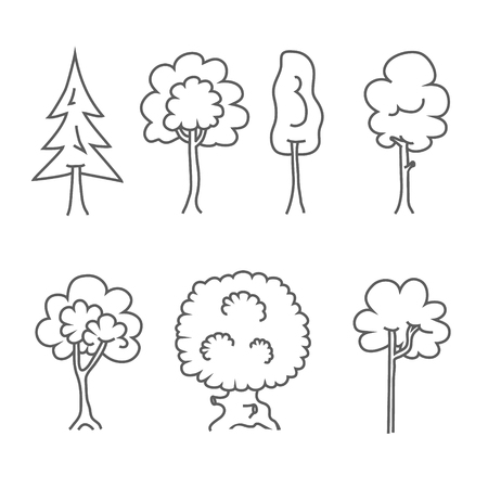 Tree Icons. Vector Doodle Trees Symbols.のイラスト素材