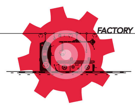 Factory Symbol with Cog Icon Vector Designのイラスト素材
