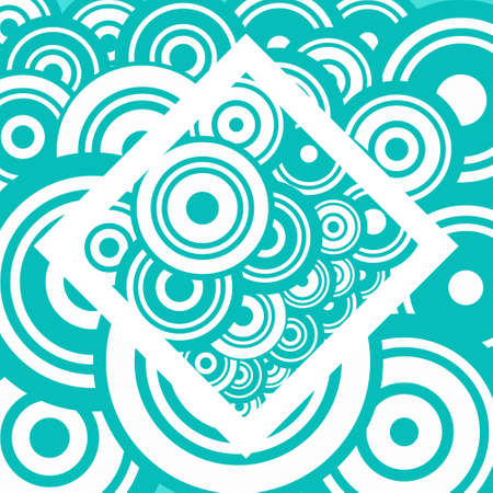 Abstract Vector Retro Background with Blue and White Circles on Square