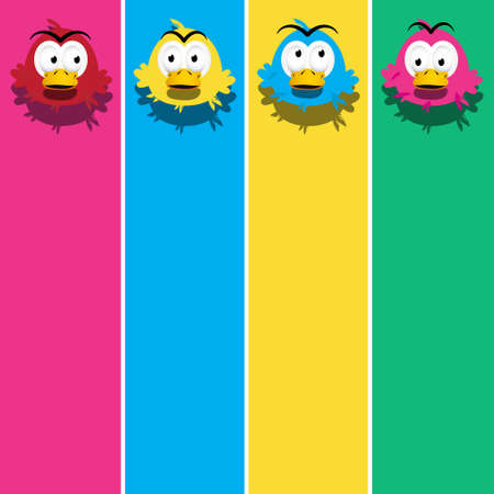 Funny Cute Chicken - Duck Bird on Colorful Background - Vectorのイラスト素材