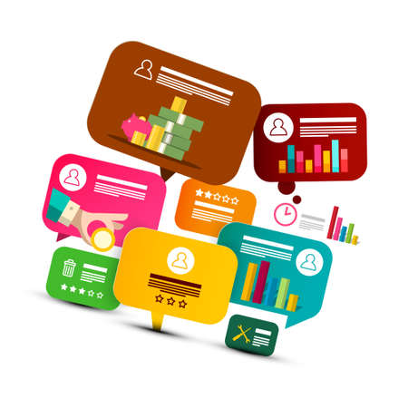 Business Infographic Design with Colorful Labels - Vector Stickers Designed for Infographics
