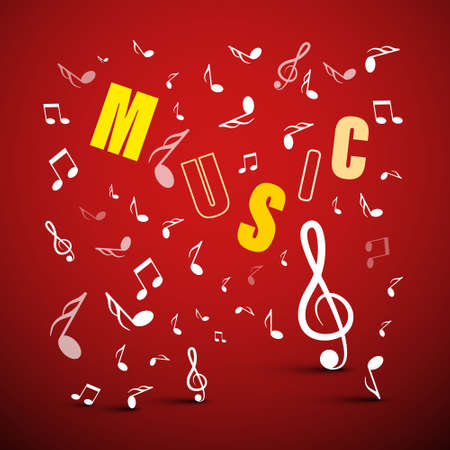 Vector Music Background with Notes and Lettersのイラスト素材