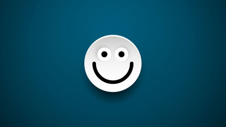 Happy Paper Cut Face on Blue Background - Positive Feedback Vector Symbolのイラスト素材