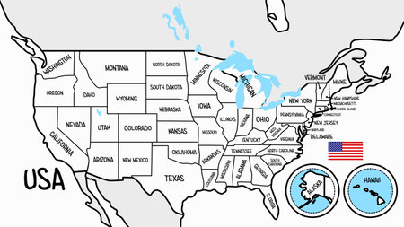 USA Vector Map - United States of America Vector Backgroundのイラスト素材