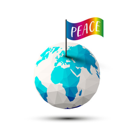 Colorful peace flag on globe - Peace on Earth symbol - vectorのイラスト素材