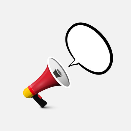 Megaphone - loudspeaker with blank speech bubble - vectorのイラスト素材