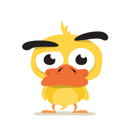 Funny yellow chicken or duck isolated on white background - vectorのイラスト素材