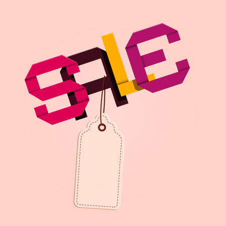Sale paper cut design with empty tag on rope - vectorのイラスト素材
