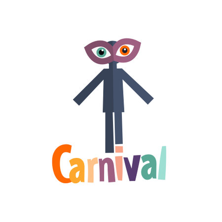 Carnival symbol with paper cun man with mask - vectorのイラスト素材