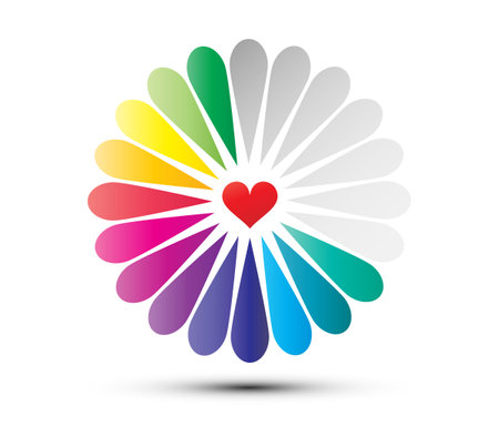 Heart inside coloful flower - vector health symbolのイラスト素材