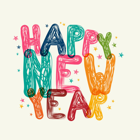Happy new year title retro banner - vectorのイラスト素材